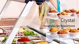  Presentation with cafeteria - Presentation theme featuring women-at-cafeteria-buying-food background and a lemonade colored foreground