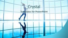  Presentation with gym ball - Beautiful slide deck featuring women basketball - young female playing with ball backdrop and a cool aqua colored foreground