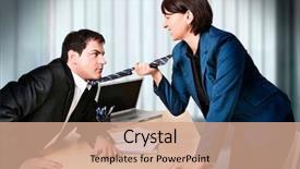 Presentation with battle - Slides enhanced with women battle - businesswoman and businessman are fighting background and a coral colored foreground