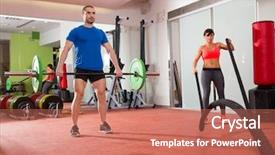  Presentation with weight lifting - Colorful theme enhanced with women battle - crossfit fitness gym weight lifting backdrop and a coral colored foreground