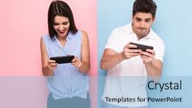  Presentation with man and woman divorce drawing - Presentation theme enhanced with women battle - excited man and woman playing background and a light blue colored foreground