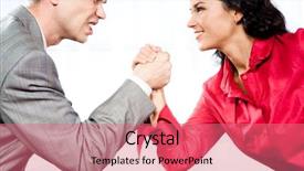  Presentation with battle - Presentation theme consisting of women battle - portrait of smiling woman background and a coral colored foreground