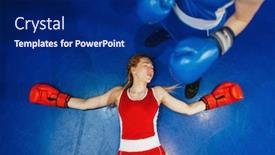 Presentation with boxing - Colorful PPT theme enhanced with women-boxing-girl-in-red backdrop and a navy blue colored foreground