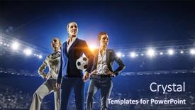  Presentation with business women - Slides having women-business-league-mixed-media background and a ocean colored foreground