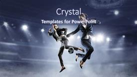  Presentation with business women - Amazing slide set having women-business-league-mixed-media backdrop and a ocean colored foreground