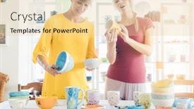  Presentation with ceramic - Presentation theme with women-buying-handmade-ceramic-dishes background and a lemonade colored foreground