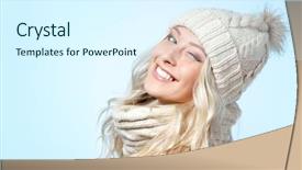  Presentation with girl christmas - Beautiful slide set featuring women cap - christmas girl young beautiful smiling backdrop and a sky blue colored foreground