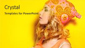  Presentation with pretty girl - Cool new PPT theme with women cap - portrait in profile backdrop and a light gray colored foreground