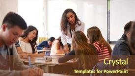  Presentation with high school - Presentation with women career inspiration - female high school teacher standing background and a tawny brown colored foreground