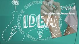  Presentation with doodle - Colorful slides enhanced with women career inspiration - hand writing idea doodle backdrop and a teal colored foreground