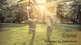  Presentation with kite - PPT layouts featuring women children - runnings little boy and mother background and a yellow colored foreground