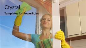  Presentation with goals in women - Amazing presentation having women cleaning a window 2 backdrop and a coral colored foreground