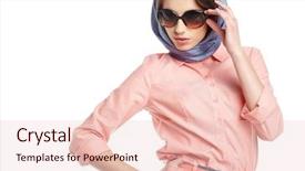  Presentation with fashion - Theme enhanced with women clothes - fashion woman in sunglasses background and a lemonade colored foreground