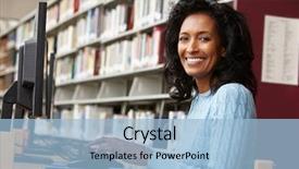  Presentation with history of a computer - Colorful PPT theme enhanced with women colleges - mid age woman working backdrop and a light blue colored foreground