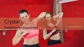  Presentation with zumba - Presentation with women dancing together in zumba background and a red colored foreground
