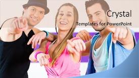 Presentation with group fitness - Presentation design consisting of women dancing zumba fitness background and a coral colored foreground