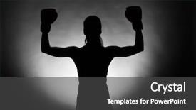  Presentation with boxer - Theme with women defence - silhouette of strong boxer woman background and a dark gray colored foreground