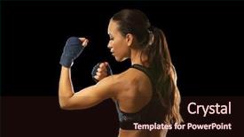  Presentation with strong black woman - PPT layouts featuring women defence - strong boxer woman on black background and a wine colored foreground