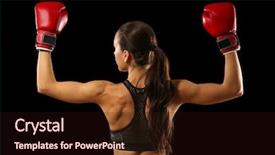  Presentation with strong black woman - Audience pleasing theme consisting of women defence - strong woman in boxing gloves backdrop and a  colored foreground