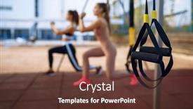  Presentation with group training - Presentation featuring women-doing-stretching-exercise-group background and a tawny brown colored foreground