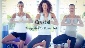  Presentation with fitness - Colorful slide set enhanced with women doing tree pose backdrop and a sky blue colored foreground