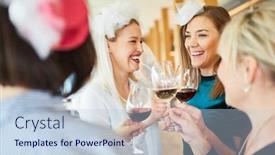  Presentation with hen - Slide set with women-drink-a-glass background and a light blue colored foreground