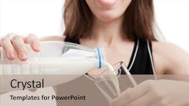  Presentation with women reproductive health - Colorful PPT theme enhanced with women drinking healthy lifestyle milk backdrop and a coral colored foreground