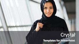  Presentation with student nurse teaching university - Colorful PPT theme enhanced with women education - smiling female muslim university student backdrop and a dark gray colored foreground