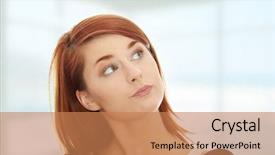  Presentation with worried female chlamydia - PPT theme with women emporment - thoughtful and worried woman looking background and a coral colored foreground