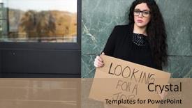  Presentation with young business woman smile show - Colorful PPT theme enhanced with women emporment - young business woman holding sign backdrop and a coral colored foreground