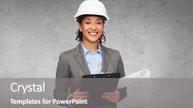  Presentation with architecture construction - Audience pleasing presentation theme consisting of women engineer - building developing construction and architecture backdrop and a gray colored foreground