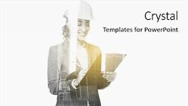  Presentation with architecture construction - PPT theme featuring women engineer - business people building construction background and a white colored foreground