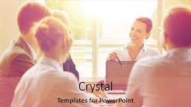  Presentation with women meeting - Colorful slide deck enhanced with women entrepreneurs - business people and technology concept backdrop and a coral colored foreground