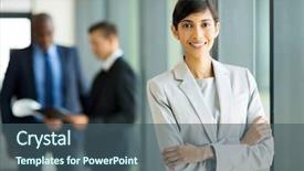  Presentation with indian - Audience pleasing PPT theme consisting of women entrepreneurs - happy young indian businesswoman backdrop and a ocean colored foreground