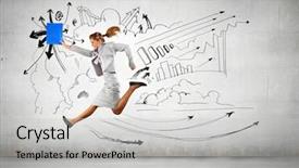  Presentation with microwave imaging image of modern - Amazing PPT theme having women entrepreneurs - image of businesswoman in jump backdrop and a light gray colored foreground