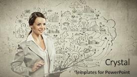  Presentation with ipad - Slide deck enhanced with women entrepreneurs - image of young businesswoman holding background and a light gray colored foreground