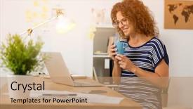  Presentation with middle ages - Beautiful slides featuring women entrepreneurs - middle aged woman drinking backdrop and a coral colored foreground