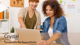  Presentation with working together - PPT layouts enhanced with women entrepreneurs - shot of two businesswoman working background and a coral colored foreground