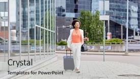  Presentation with tourism business - Cool new presentation theme with women entrepreneurs - travel business trip people backdrop and a light gray colored foreground