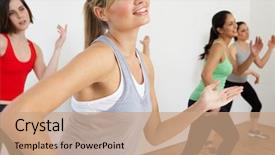  Presentation with dance - Slide deck featuring women exercising in dance background and a coral colored foreground