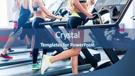  Presentation with treadmill - Slide deck with women exercising in fitness background and a ocean colored foreground