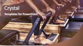  Presentation with gym - Cool new PPT theme with women exercising on reform backdrop and a tawny brown colored foreground