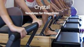  Presentation with reform - PPT theme with women exercising on reform background and a violet colored foreground