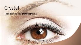  Presentation with human eye - Cool new presentation design with women eye close-up painted backdrop and a lemonade colored foreground