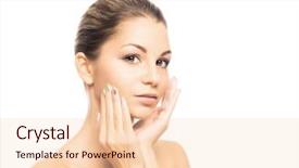  Presentation with beautiful fresh leaves water drops - Audience pleasing slide deck consisting of women face - close-up portrait of beautiful fresh backdrop and a lemonade colored foreground