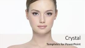  Presentation with beautiful fresh leaves water drops - Slide deck enhanced with women face - portrait of young beautiful woman background and a lemonade colored foreground