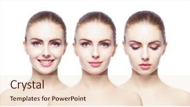  Presentation with skincare - PPT theme enhanced with women face lifting skincare make background and a lemonade colored foreground