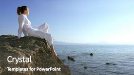  Presentation with types of rocks - Audience pleasing theme consisting of women faith - woman on rocks backdrop and a tawny brown colored foreground