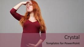  Presentation with smell - Presentation theme featuring women feelings - mid shot of redhead pregnant background and a violet colored foreground