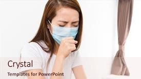  Presentation with home - PPT theme with women feelings - woman feeling unwell at home background and a lemonade colored foreground